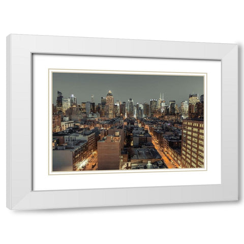 Lower Manhattan-New York White Modern Wood Framed Art Print with Double Matting by Frank, Assaf