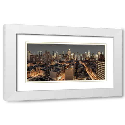 Lower Manhattan-New York White Modern Wood Framed Art Print with Double Matting by Frank, Assaf