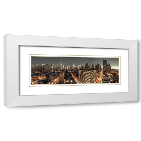 Lower Manhattan cityscape, New York White Modern Wood Framed Art Print with Double Matting by Frank, Assaf