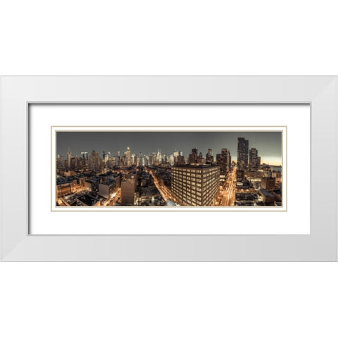 Lower Manhattan cityscape, New York White Modern Wood Framed Art Print with Double Matting by Frank, Assaf