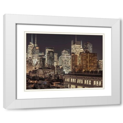 Lower Manhattan cityscape, New York White Modern Wood Framed Art Print with Double Matting by Frank, Assaf
