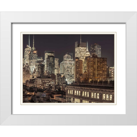 Lower Manhattan cityscape, New York White Modern Wood Framed Art Print with Double Matting by Frank, Assaf