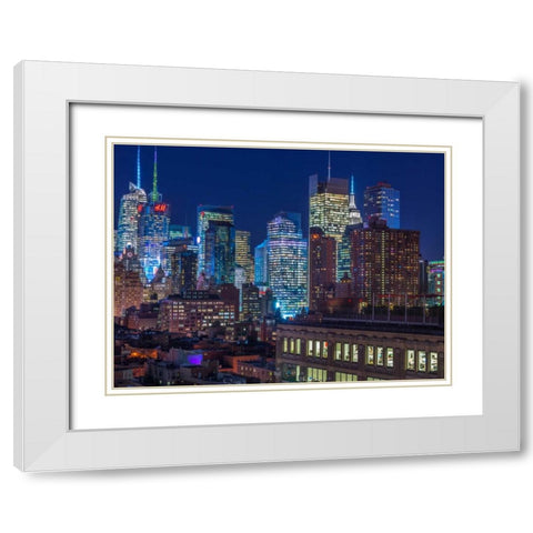 Lower Manhattan cityscape, New York White Modern Wood Framed Art Print with Double Matting by Frank, Assaf