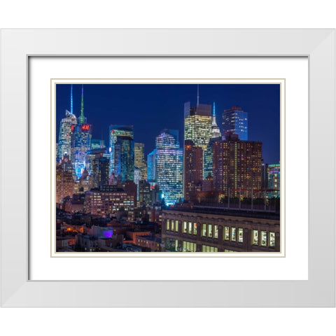 Lower Manhattan cityscape, New York White Modern Wood Framed Art Print with Double Matting by Frank, Assaf