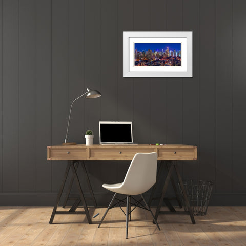 Lower Manhattan cityscape, New York White Modern Wood Framed Art Print with Double Matting by Frank, Assaf