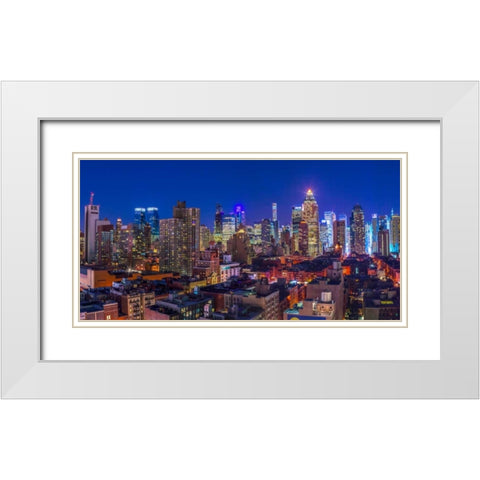 Lower Manhattan cityscape, New York White Modern Wood Framed Art Print with Double Matting by Frank, Assaf