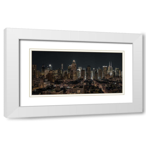 Lower Manhattan-New York White Modern Wood Framed Art Print with Double Matting by Frank, Assaf