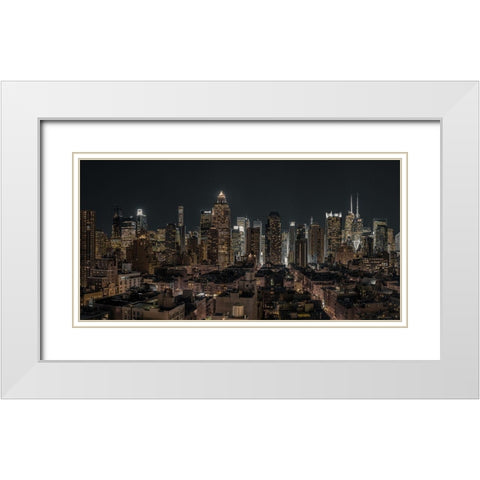 Lower Manhattan-New York White Modern Wood Framed Art Print with Double Matting by Frank, Assaf