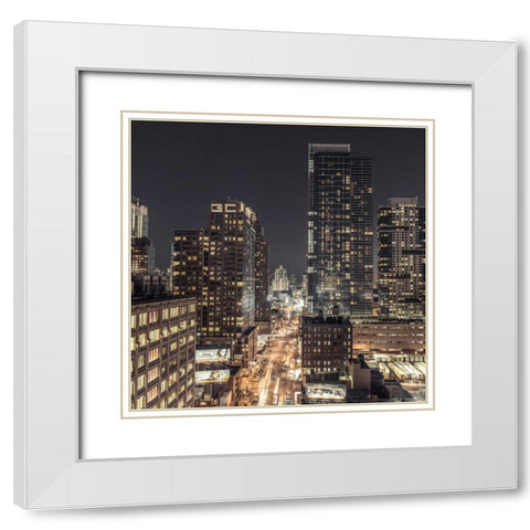 Lower Manhattan cityscape, New York White Modern Wood Framed Art Print with Double Matting by Frank, Assaf