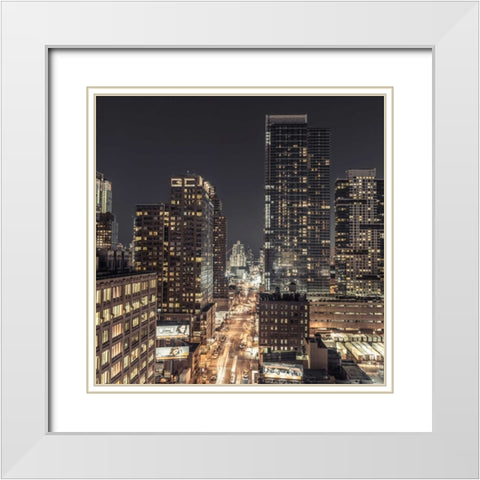 Lower Manhattan cityscape, New York White Modern Wood Framed Art Print with Double Matting by Frank, Assaf