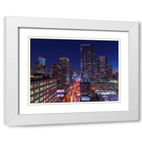 Lower Manhattan cityscape, New York White Modern Wood Framed Art Print with Double Matting by Frank, Assaf
