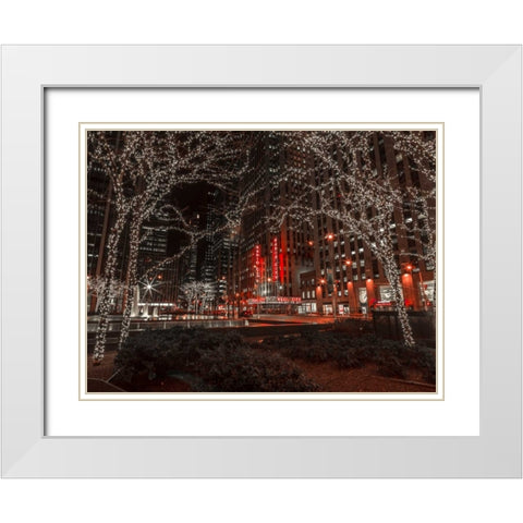 New York city stret in night White Modern Wood Framed Art Print with Double Matting by Frank, Assaf