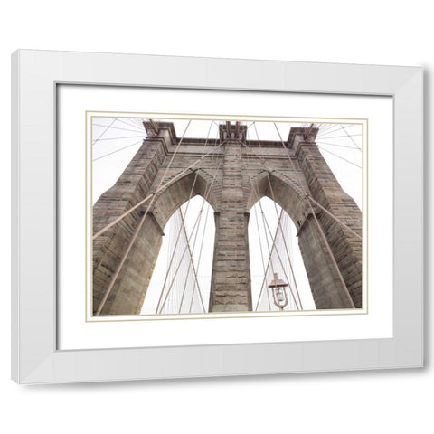 Brooklyn bridge, New York White Modern Wood Framed Art Print with Double Matting by Frank, Assaf