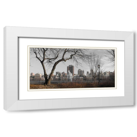 Lower Manhattan cityscape from Central park, New York White Modern Wood Framed Art Print with Double Matting by Frank, Assaf