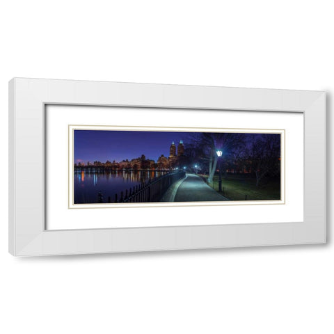 Central park in evening, New York White Modern Wood Framed Art Print with Double Matting by Frank, Assaf