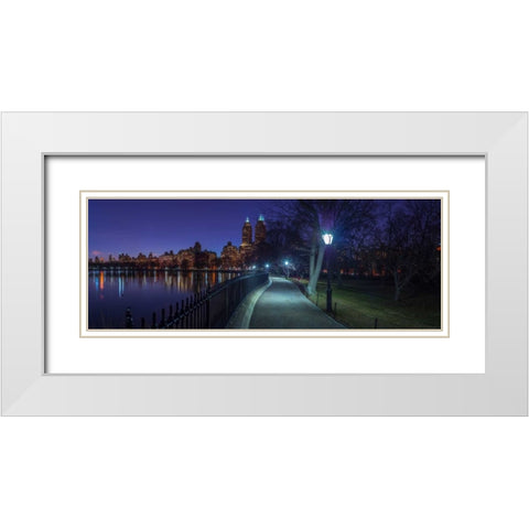 Central park in evening, New York White Modern Wood Framed Art Print with Double Matting by Frank, Assaf