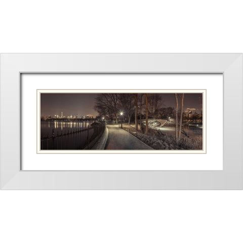 Central park in evening, New York White Modern Wood Framed Art Print with Double Matting by Frank, Assaf