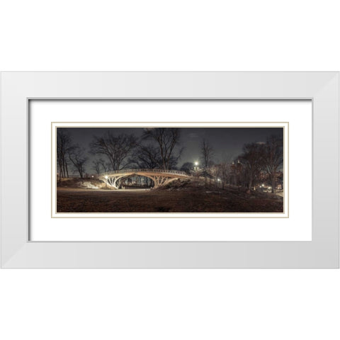 Central park in evening, New York White Modern Wood Framed Art Print with Double Matting by Frank, Assaf