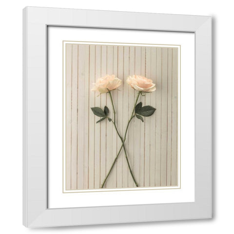 Roses on table White Modern Wood Framed Art Print with Double Matting by Frank, Assaf