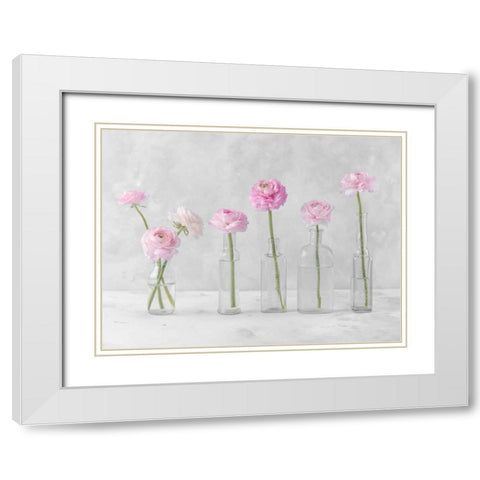 Tulips and Daffodils in glass bottles White Modern Wood Framed Art Print with Double Matting by Frank, Assaf