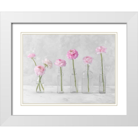 Tulips and Daffodils in glass bottles White Modern Wood Framed Art Print with Double Matting by Frank, Assaf