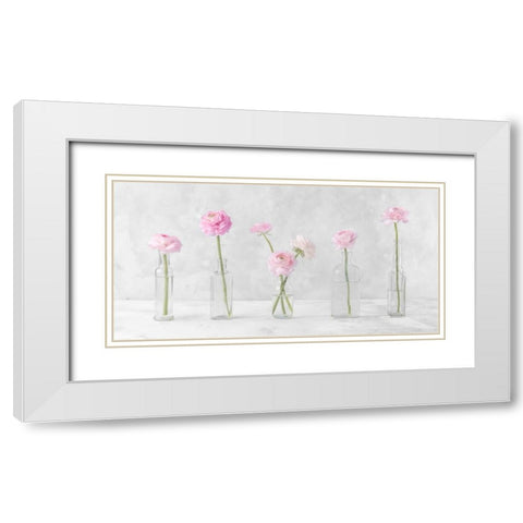 Ranuncuclus flowers in glass bottles White Modern Wood Framed Art Print with Double Matting by Frank, Assaf