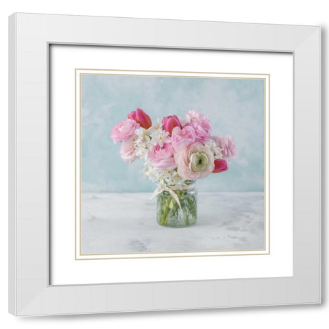 Bunch of mixed flowers in glass bottle White Modern Wood Framed Art Print with Double Matting by Frank, Assaf