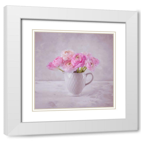 Fresh Tulips in glass bottle White Modern Wood Framed Art Print with Double Matting by Frank, Assaf