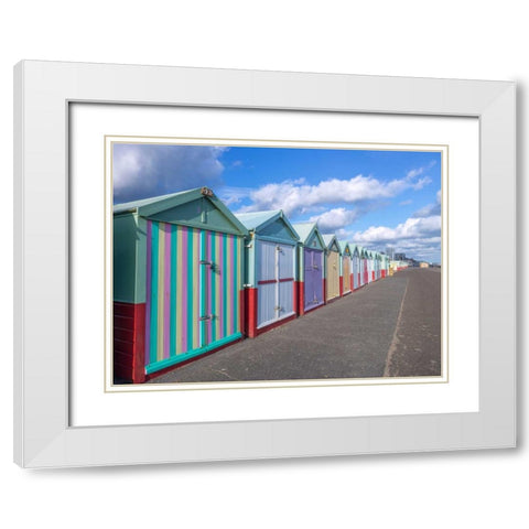 Colorful beach huts in a row White Modern Wood Framed Art Print with Double Matting by Frank, Assaf
