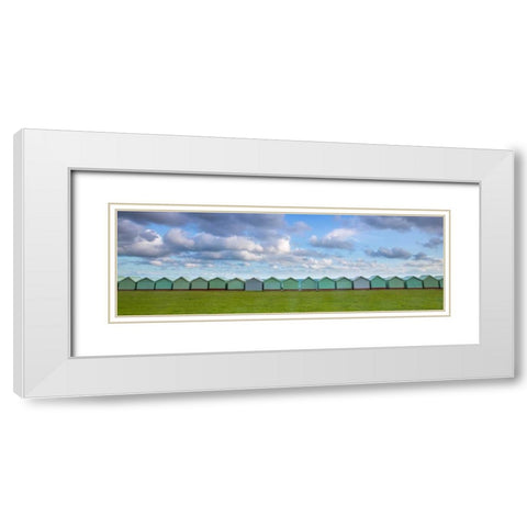 Beach huts in a row White Modern Wood Framed Art Print with Double Matting by Frank, Assaf