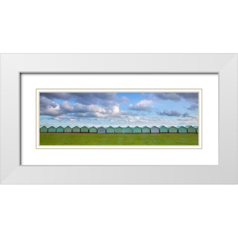 Beach huts in a row White Modern Wood Framed Art Print with Double Matting by Frank, Assaf