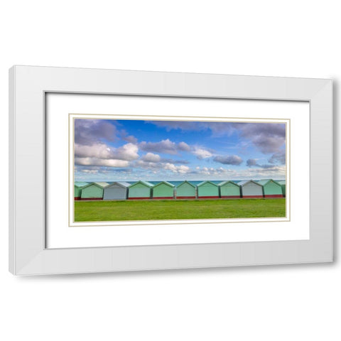 Beach huts in a row White Modern Wood Framed Art Print with Double Matting by Frank, Assaf