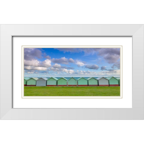Beach huts in a row White Modern Wood Framed Art Print with Double Matting by Frank, Assaf
