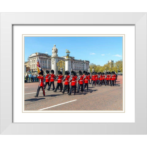 Changing the Guard, Buckingham Palace, London White Modern Wood Framed Art Print with Double Matting by Frank, Assaf