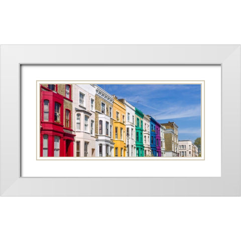 Colorful buildings on Portobello Road, London White Modern Wood Framed Art Print with Double Matting by Frank, Assaf