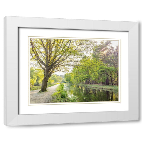Canal on a spring day White Modern Wood Framed Art Print with Double Matting by Frank, Assaf
