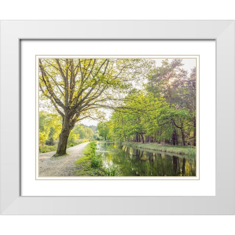 Canal on a spring day White Modern Wood Framed Art Print with Double Matting by Frank, Assaf