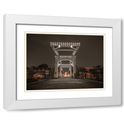 Drawbridge over canal-Amsterdam White Modern Wood Framed Art Print with Double Matting by Frank, Assaf