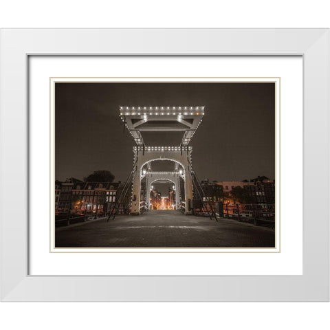 Drawbridge over canal-Amsterdam White Modern Wood Framed Art Print with Double Matting by Frank, Assaf