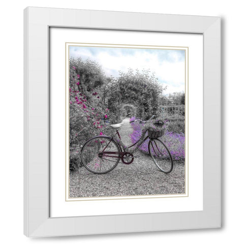 Bicycle on a garden path White Modern Wood Framed Art Print with Double Matting by Frank, Assaf