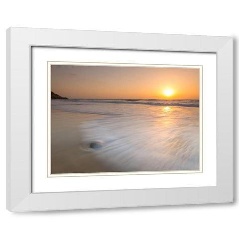 Tranquil Beach Sunset White Modern Wood Framed Art Print with Double Matting by Frank, Assaf