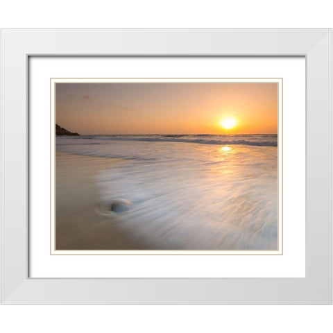 Tranquil Beach Sunset White Modern Wood Framed Art Print with Double Matting by Frank, Assaf