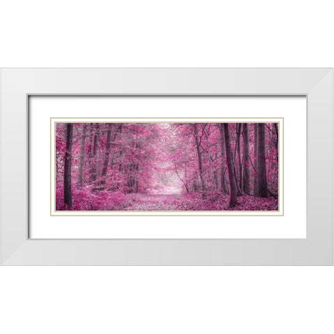 Pathway through Autumn forest White Modern Wood Framed Art Print with Double Matting by Frank, Assaf