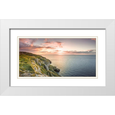 Sunset-Great Orme-North Wales White Modern Wood Framed Art Print with Double Matting by Frank, Assaf