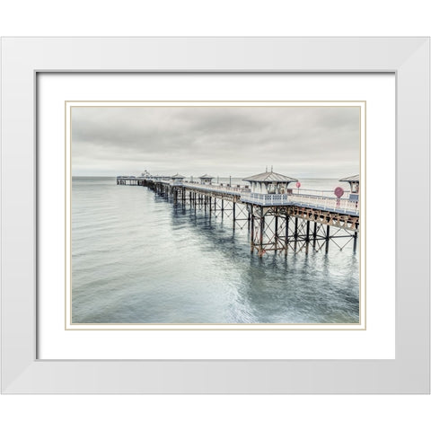 Llandudno Pier, North Wales White Modern Wood Framed Art Print with Double Matting by Frank, Assaf
