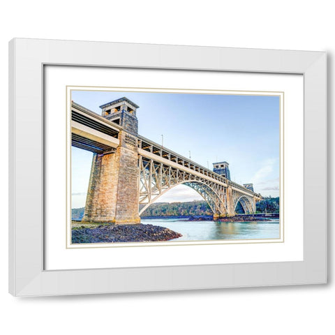 Britania bridge in Conwy, North Wales White Modern Wood Framed Art Print with Double Matting by Frank, Assaf
