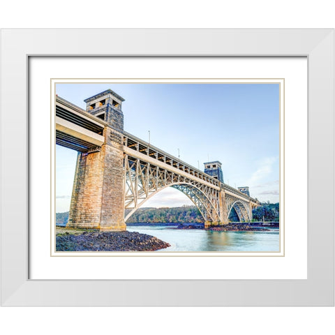 Britania bridge in Conwy, North Wales White Modern Wood Framed Art Print with Double Matting by Frank, Assaf