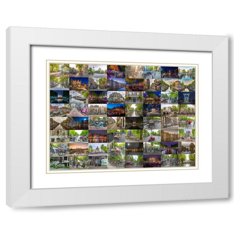 Collage of Amsterdam White Modern Wood Framed Art Print with Double Matting by Frank, Assaf