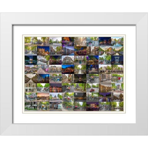 Collage of Amsterdam White Modern Wood Framed Art Print with Double Matting by Frank, Assaf