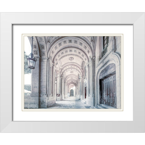 National Library of Malta, Valletta White Modern Wood Framed Art Print with Double Matting by Frank, Assaf